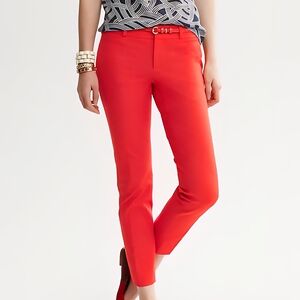 Banana Republic Sloan Fit Slim Ankle Trousers Women's Vibrant Orange Size OS EUC